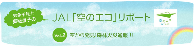 気象予報士真壁京子のJAL「空のエコ」リポート Vol.2 空から発見!森林火災通報 !!!