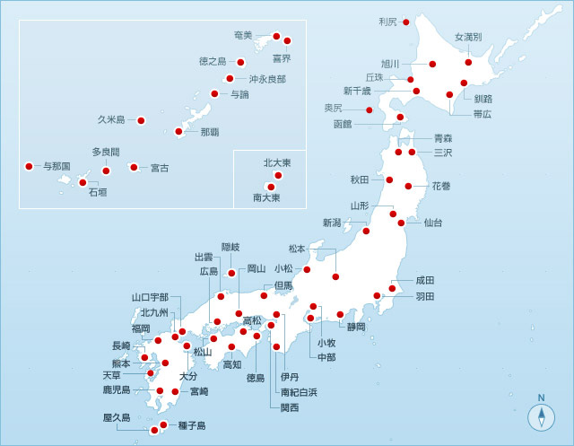 図:国内空港を表した日本地図です