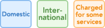 Domestic, International, Charged for some services