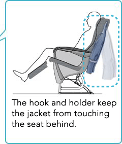 Photo: The hook and holder keep the jacket from touching the seat behind.