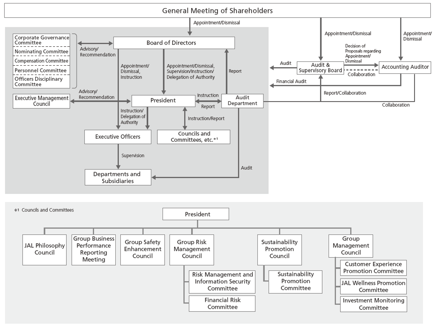 Figure showing the corporate governance system
