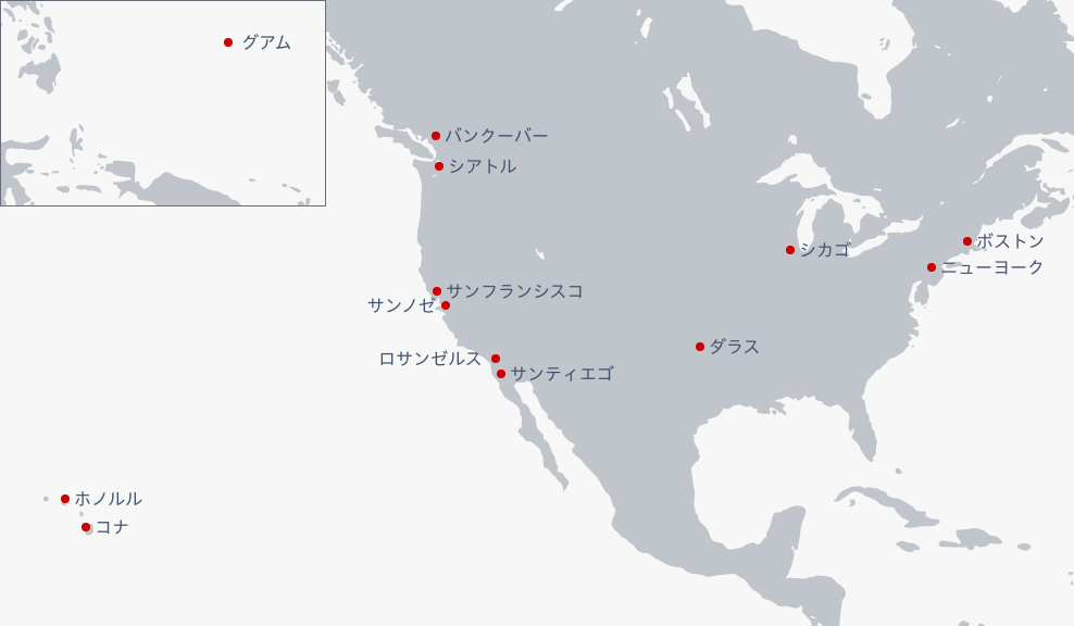 アメリカ・カナダ・ハワイの地図