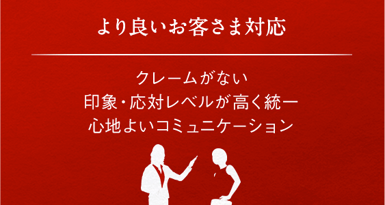 より良いお客さま対応 クレームがない 印象・応対レベルが高く統一 心地よいコミュニケーション