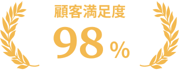 顧客満足度 98%