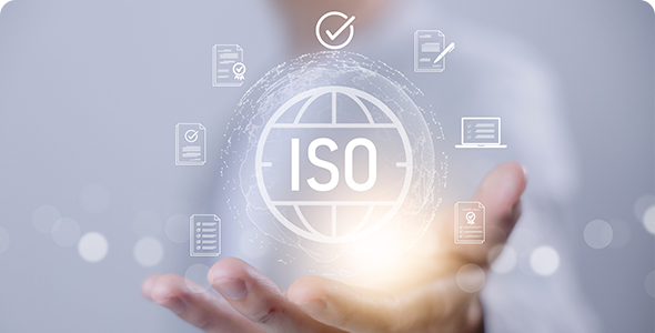 An image showing the ISO icon floating above a hand with a light effect.