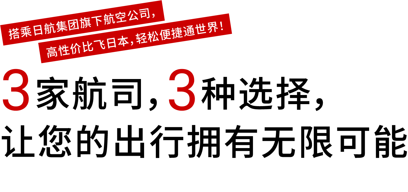 日航集团旗下拥有三家以高性价比为特色的航空公司。为了让您以更加实惠的方式畅游世界，我们将为您介绍这三家航空公司所提供的服务与出行方案。